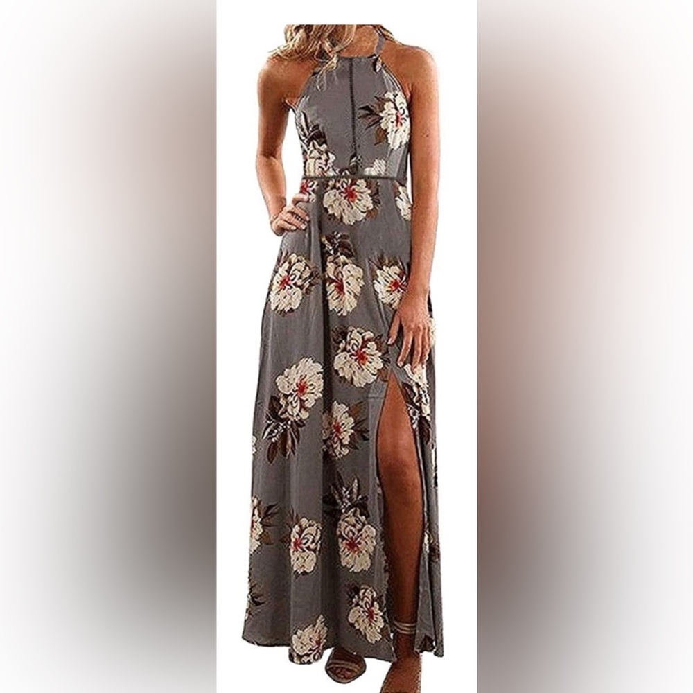 Women Floral‎ Maxi Dress with Slit Size Large